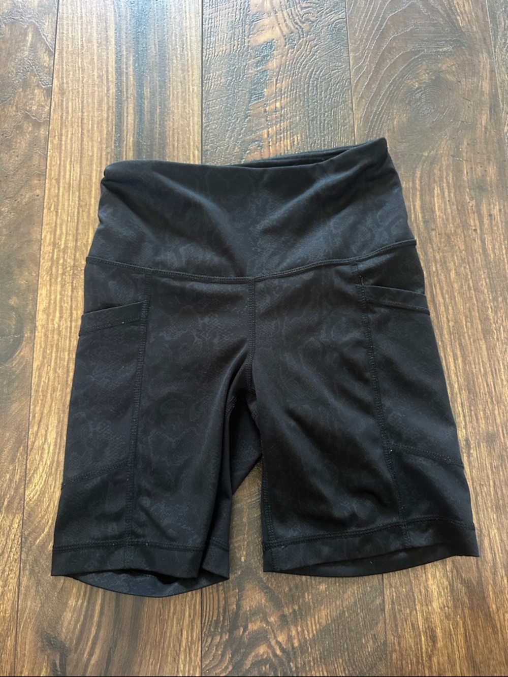 High-Waist snake print Black Women's Active Bike Shorts
